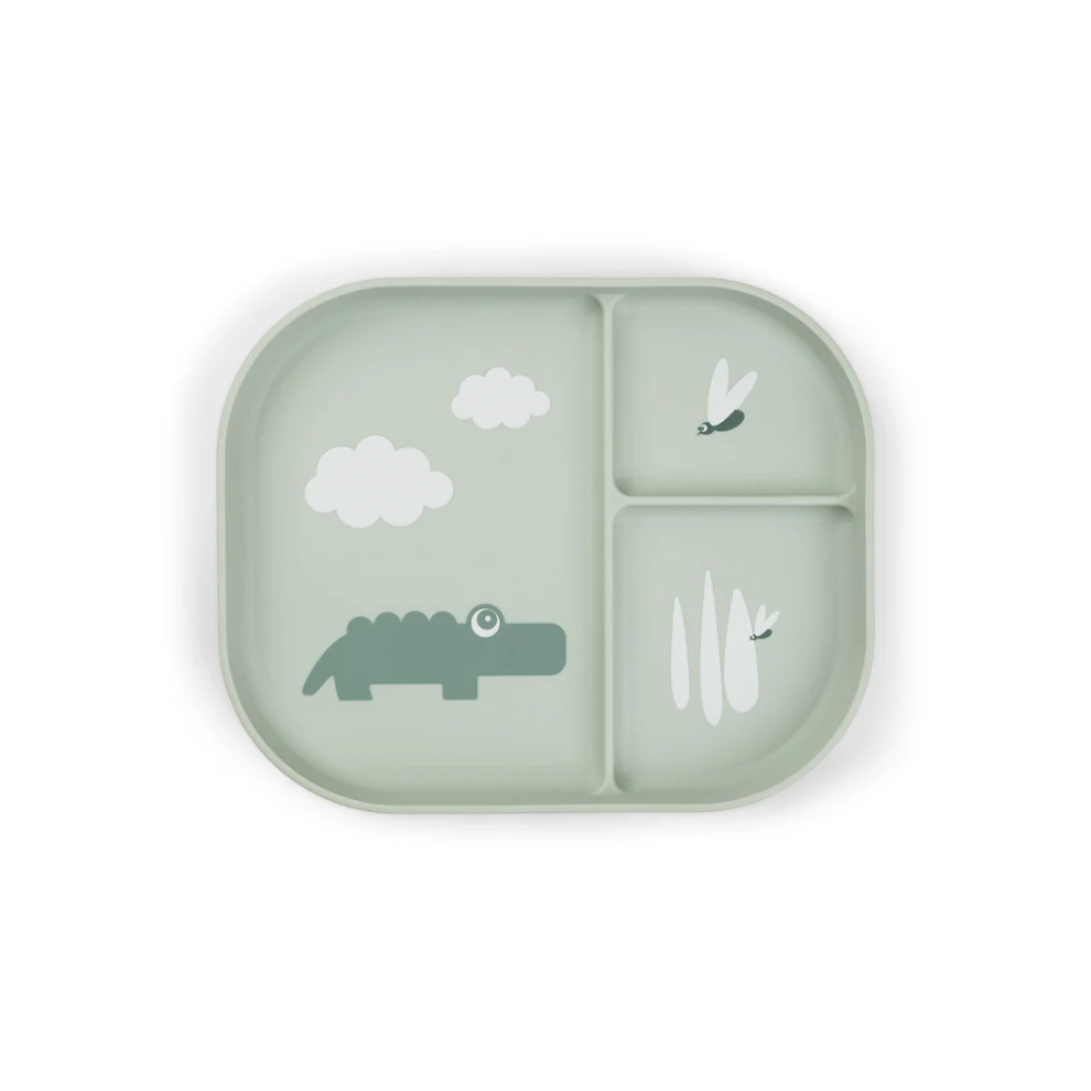 Vakken bordje - Foodie compartment plate - Croco - Green - Done by Deer