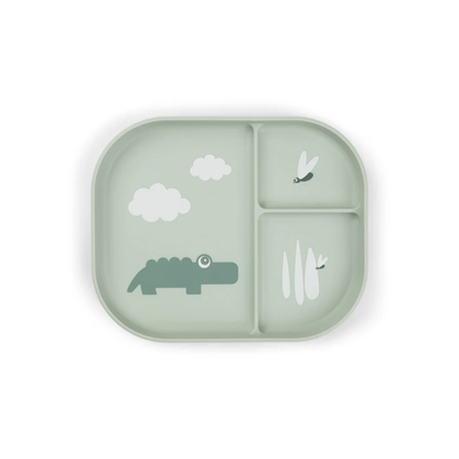 Vakken bordje - Foodie compartment plate - Croco - Green - Done by Deer