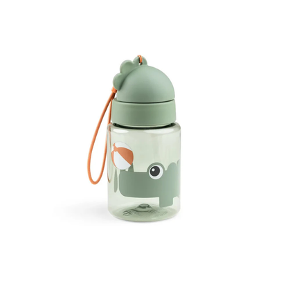 Drinkfles met rietje - Straw bottle - Playground - Croco/Green - 280 ml - Done by Deer