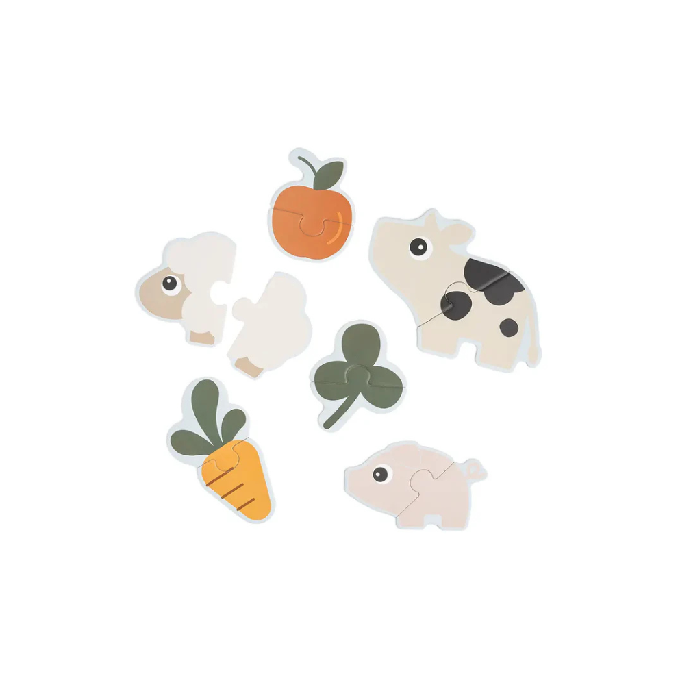 Eerste puzzel - First jigsaw puzzle set - 2+ jaar - Tiny farm - Colour mix - Done by Deer