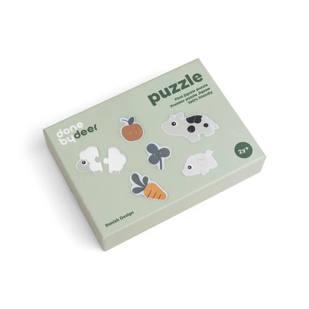Eerste puzzel - First jigsaw puzzle set - 2+ jaar - Tiny farm - Colour mix - Done by Deer