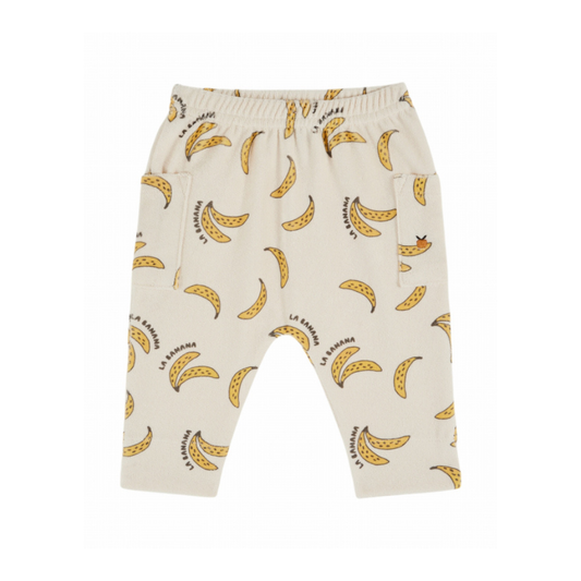 Terry towelling bottoms - Sarouel Sponge - Organic cotton blend - Bananas/Off-white - Emile et Ida
