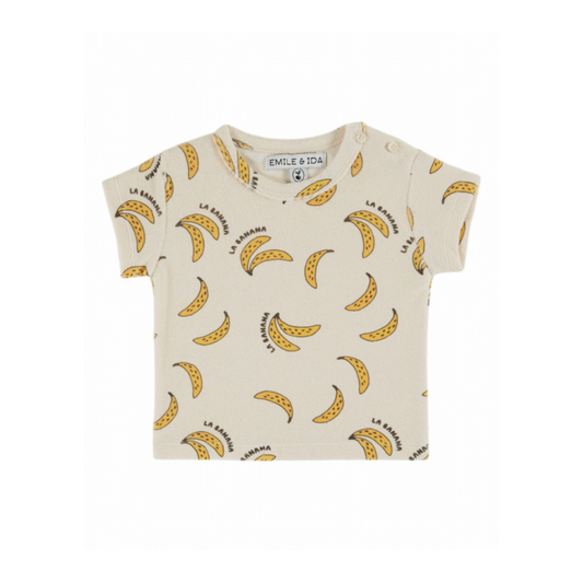 Top Terry Towelling - Tee Shirt Eponge - Organic cotton blend - Bananas/Off-white - Emile et Ida