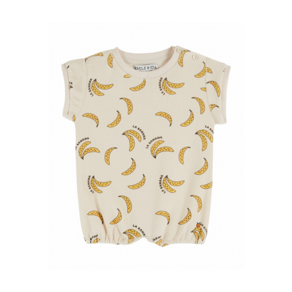 Playsuit bananas - Terry towelling - Combibloomer Print - Emile et Ida