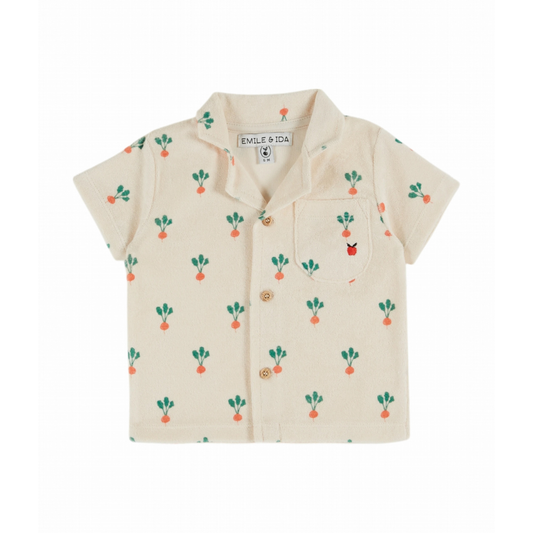 Terry shirt top - Printed shirt - Beetroot/Off White - Emile et Ida
