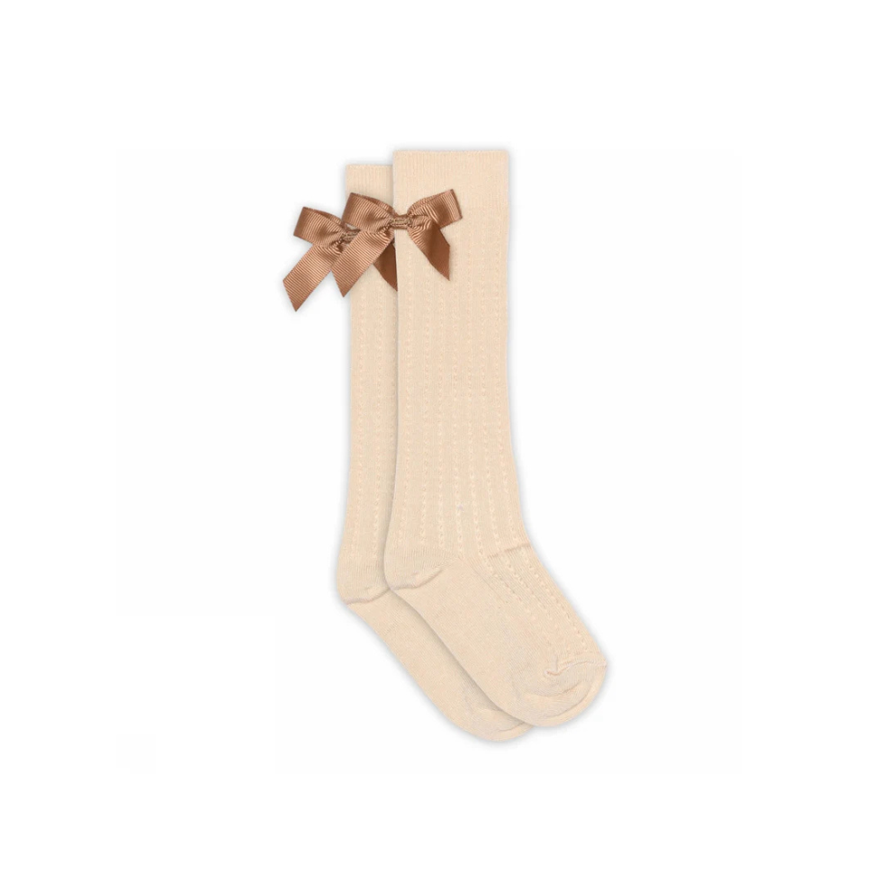Kniekousjes met strik - Liva Knee Socks - Bamboe - MP Denmark - voorkant
