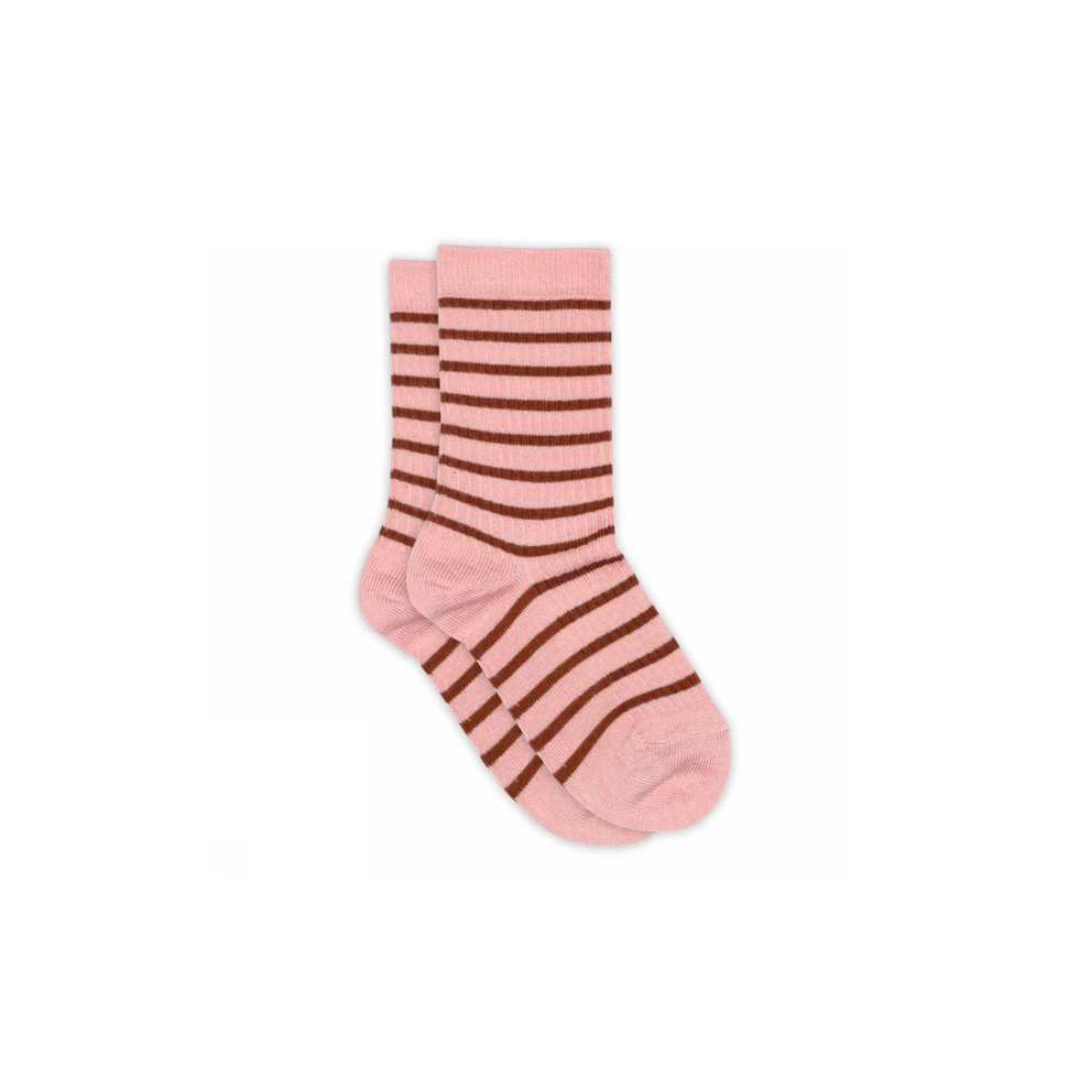 Gestreepte sokjes - Bamboe/katoen - Silver pink/Roze - MP Denmark - productfoto
