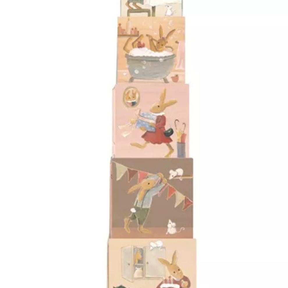 Stapelkubussen - Familie konijn - FSC karton - Egmont Toys - productfoto
