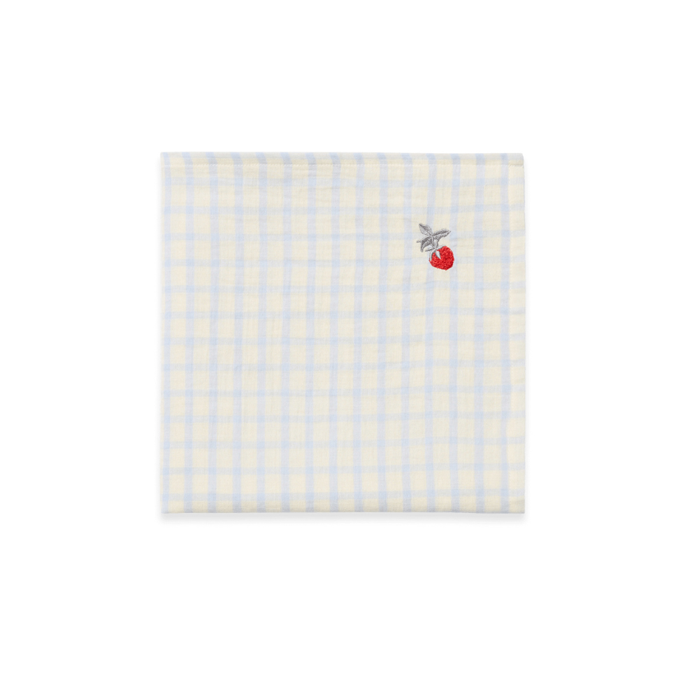 Hydrofiele doek 110x110cm - Muslin Swaddle Blanket Gingham Sky Blue - Biologisch Katoen - Garbo & Friends