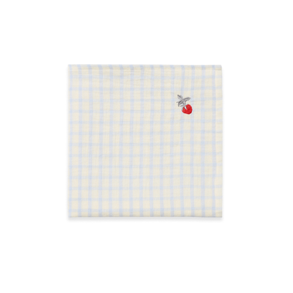 Hydrofiele doek 110x110cm - Muslin Swaddle Blanket Gingham Sky Blue - Biologisch Katoen - Garbo & Friends