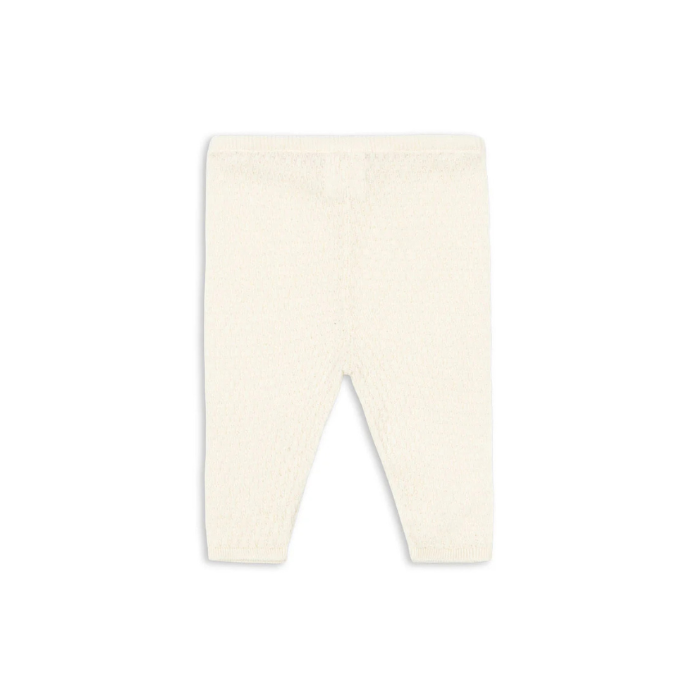 Venti Leggings - Antique White - Fijngebreide Pointelle Broek - Biologisch Katoen - GOTS - Konges Sløjd - achterkant