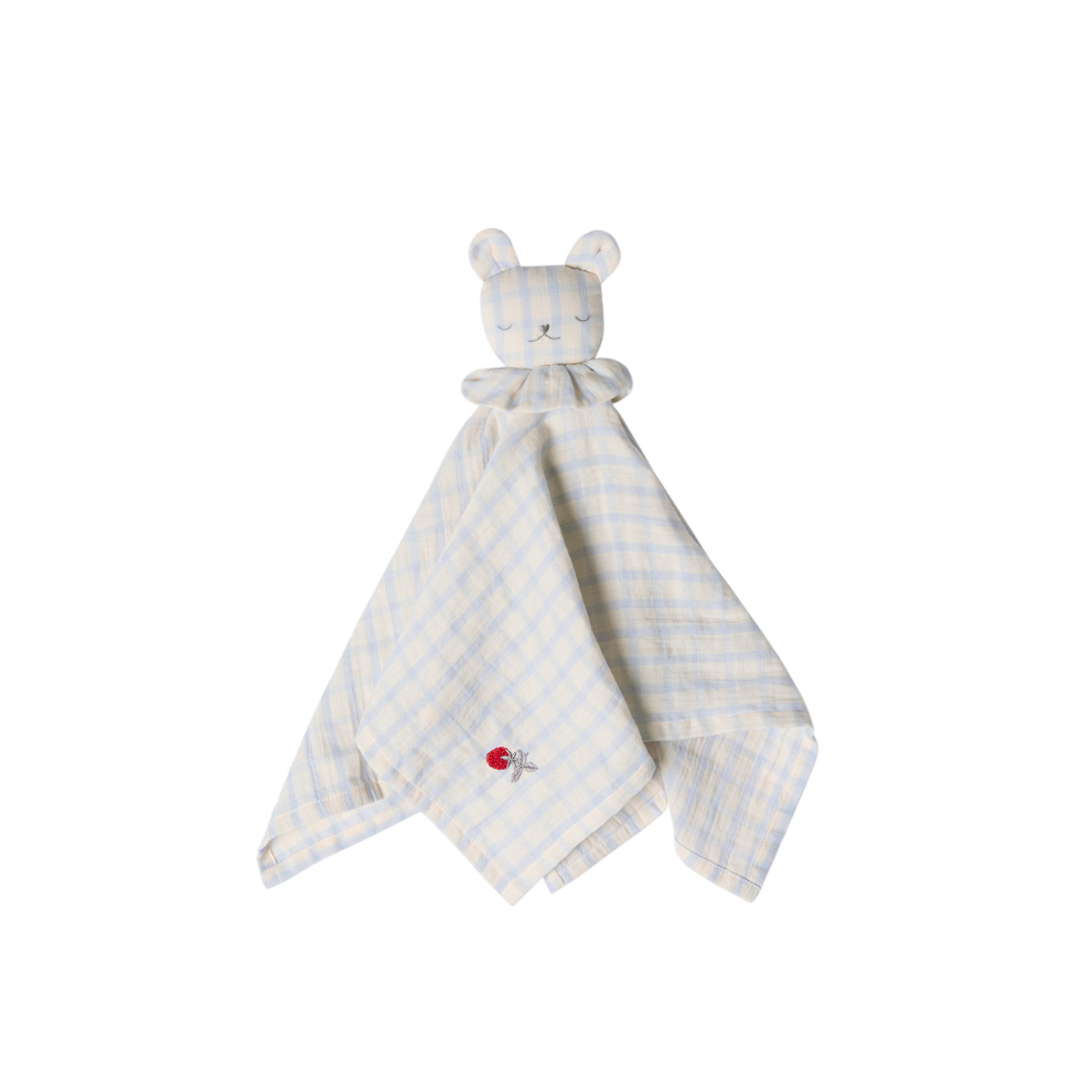 Comforter bear - Organic cotton - Muslin Bear - Gingham Sky blue - Garbo&Friends