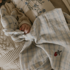 Comforter bear - Organic cotton - Muslin Bear - Gingham Sky blue - Garbo&Friends
