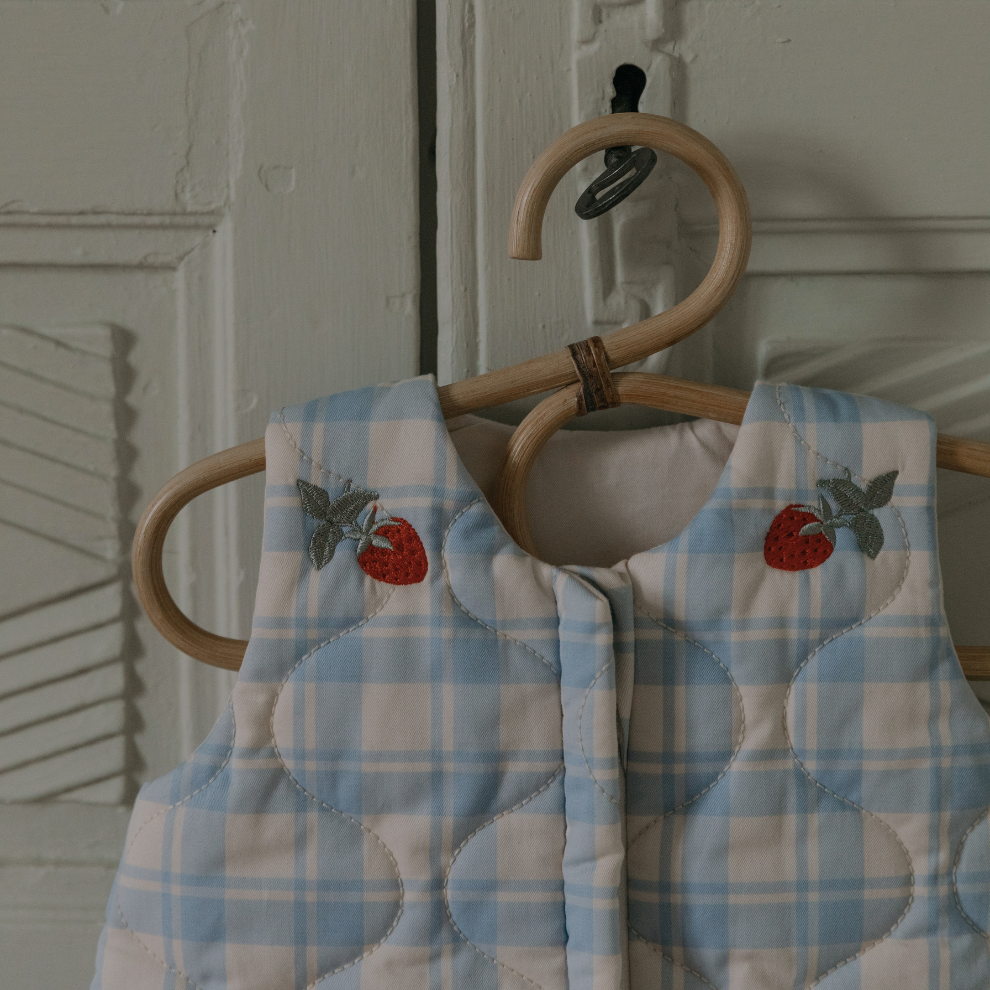 Gewatteerde Slaapzak - Plaid Sky Blue - Biologisch katoen - Garbo&Friends - productfoto - afbeelding 2