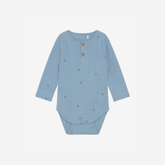 Long-Sleeved Romper - Organic Cotton - Mountain Spring/Blue - Fixoni
