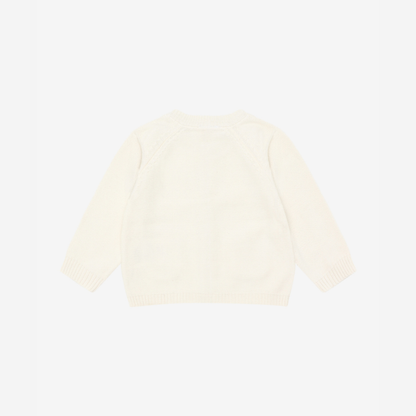 Gebreid Baby Vestje - Biologisch Katoen - Knit Cardigan - Antique White - GOTS - Fixoni