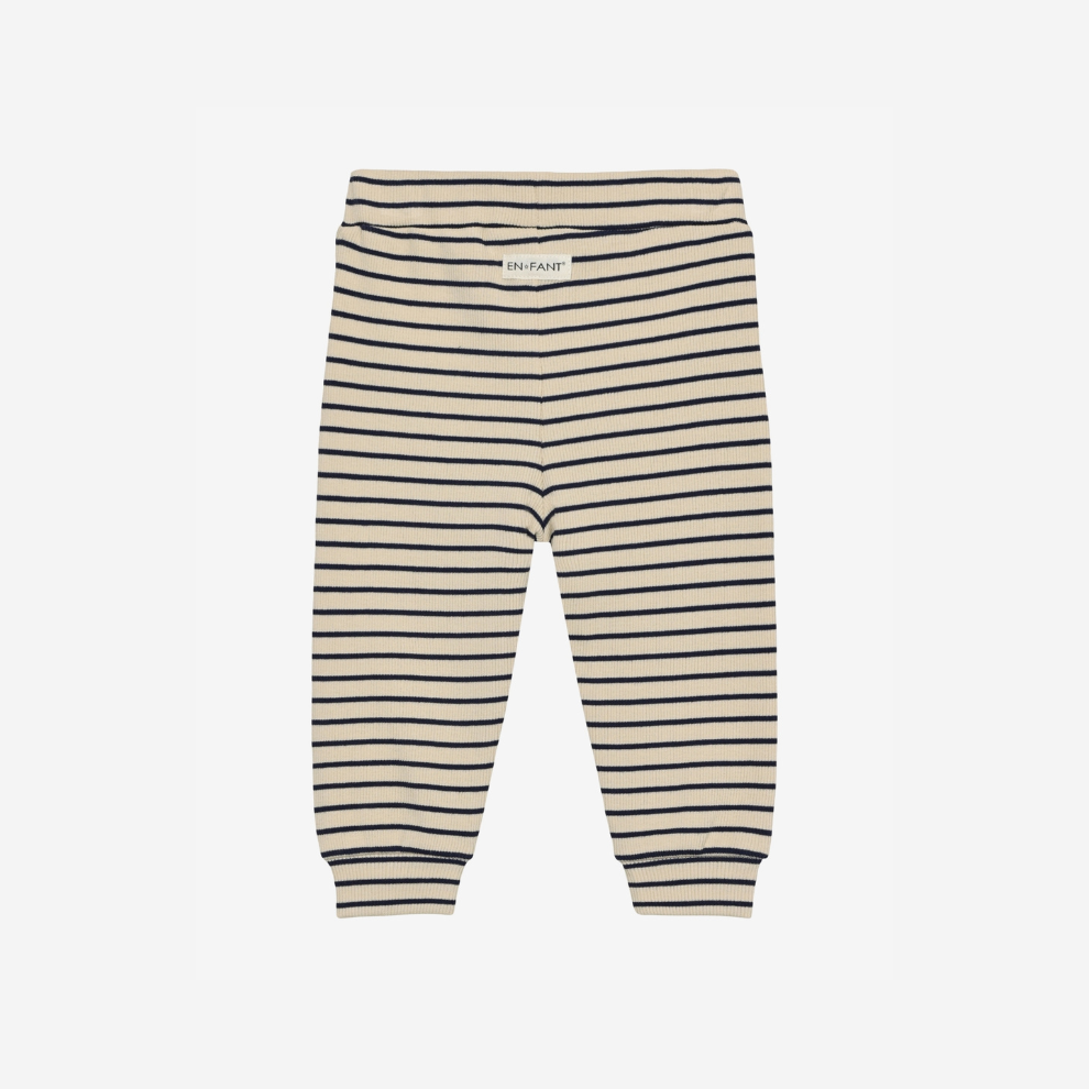 Striped Pants - Rib Stripe Pants - Medieval Blue - Cotton - En Fant