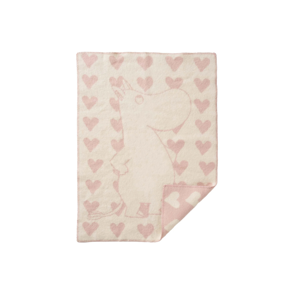 Wiegdeken Moomin Heart - Biologisch wol - Pink/Roze - 65x90 cm - Klippan - productfoto