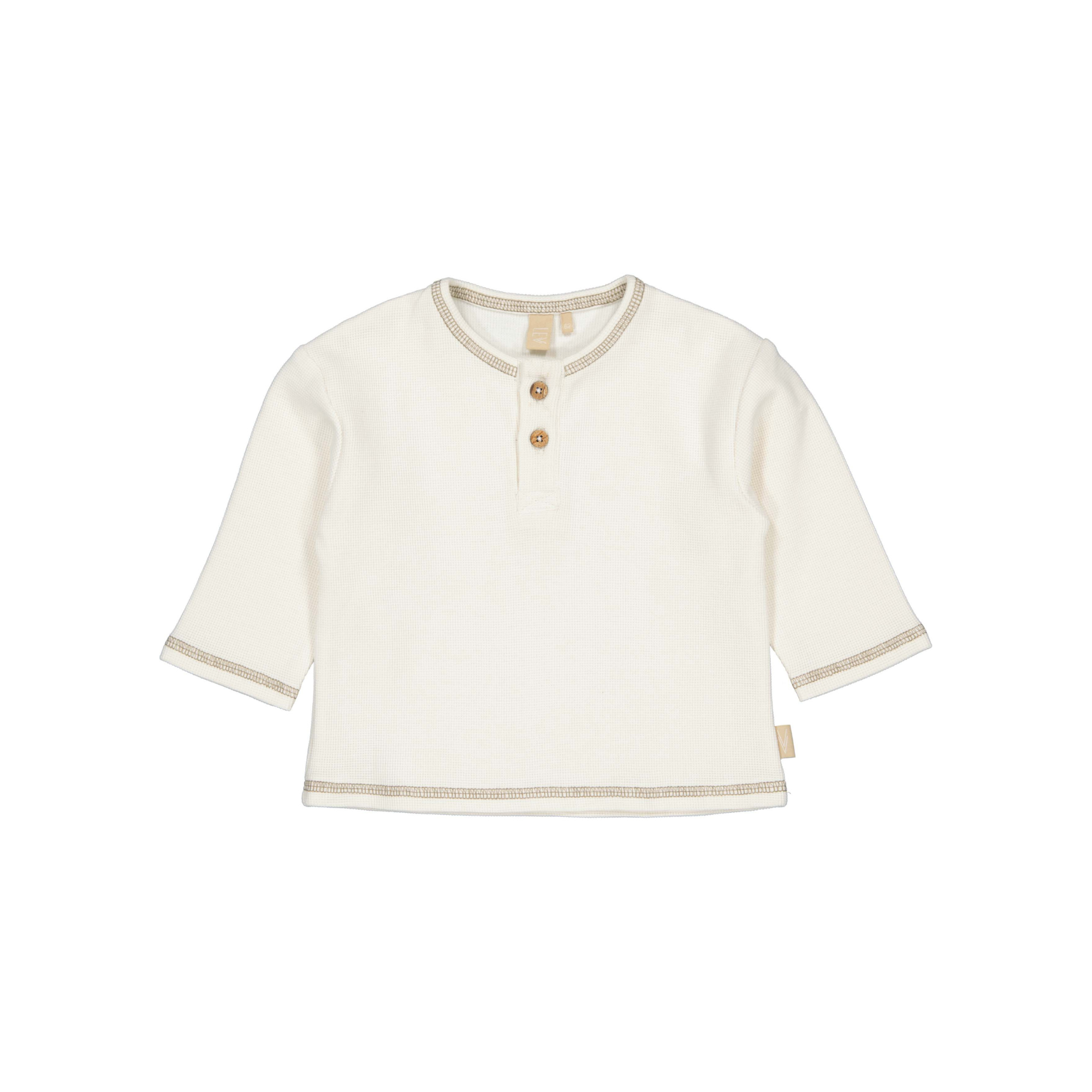 Top lange mouw Nathan - Cream White - 100% katoen - LEVV Labels - voorkant
