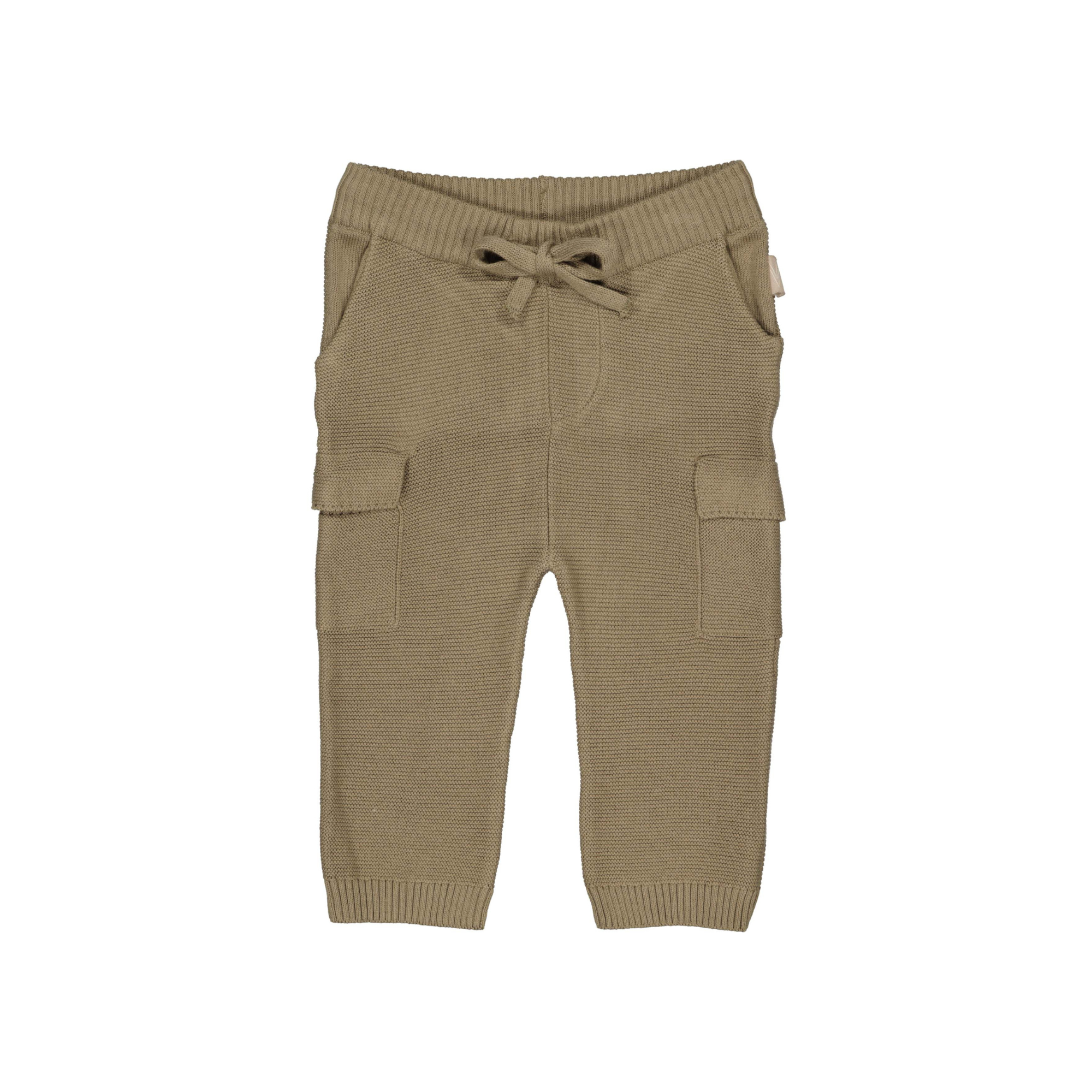 Gebreid cargo broekje Nolan - Light Brown - 100% katoen - LEVV Labels -voorkant