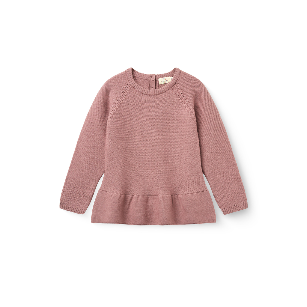 Gebreide trui met ruffel - Merino frill sweater - Winter Rose - 100% merino wol - Copenhagen Colors - voorkant