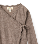 Pointelle boxpakje met scallop rand - Natural Melange - 100% merino wol - Copenhagen Colors - close up