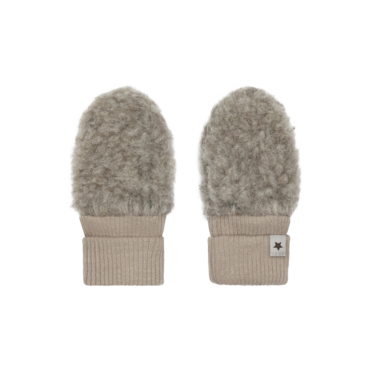 Baby wantjes - Wool teddy - Camel Melange - 100% wol - HUTTEliHUT