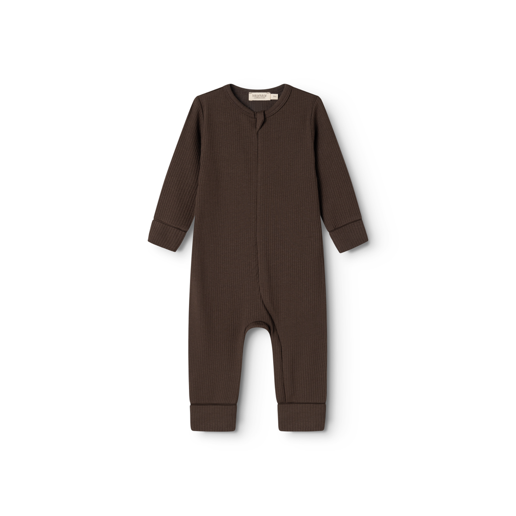 Baby boxpakje Rompy Zip met omslagvoetjes en wantjes - Biologisch katoen & modal - Dark Roast - MarMar Copenhagen - productfoto - afbeelding 2