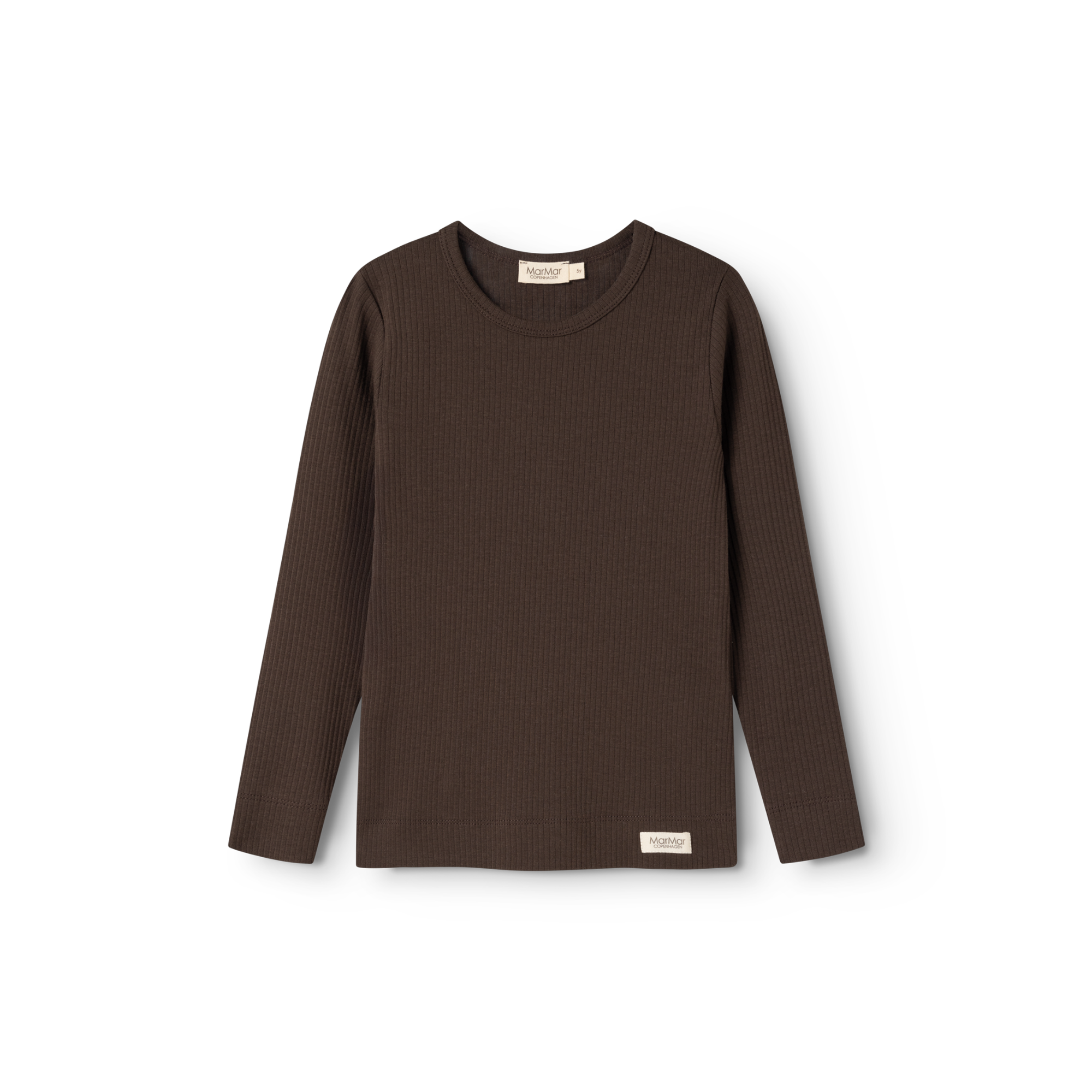 Basic longsleeve Plain Tee LS - Biologisch katoen & modal - Dark Roast - MarMar Copenhagen - productfoto - afbeelding 2