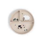 Siliconen zuignap bord - Stick&Stay compartment plate - Tiny farm - Sand - Done by Deer - productfoto