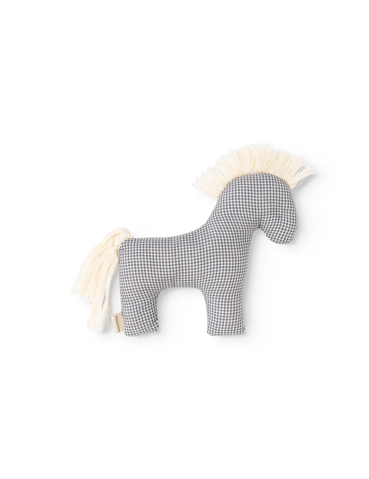 Knuffelrammelaar Little Horse - Biologisch katoen - Blue Check - MarMar Copenhagen