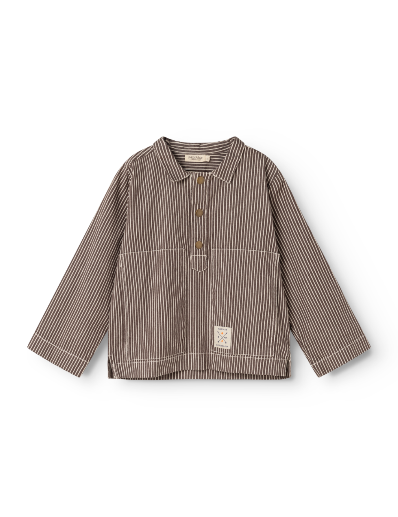 Overshirt Tovan - Soft Denim - Dark Brownie Stripe - MarMar Copenhagen
