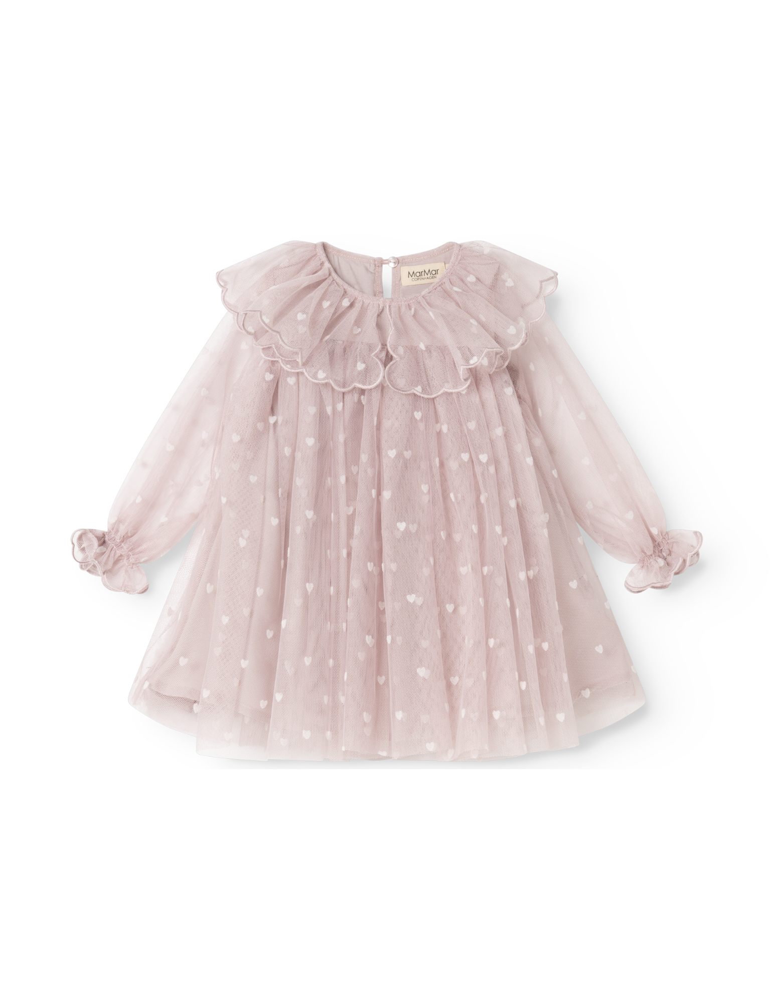 Tulle baby dress Dera B with hearts - Cloud Gray Hearts - MarMar Copenhagen