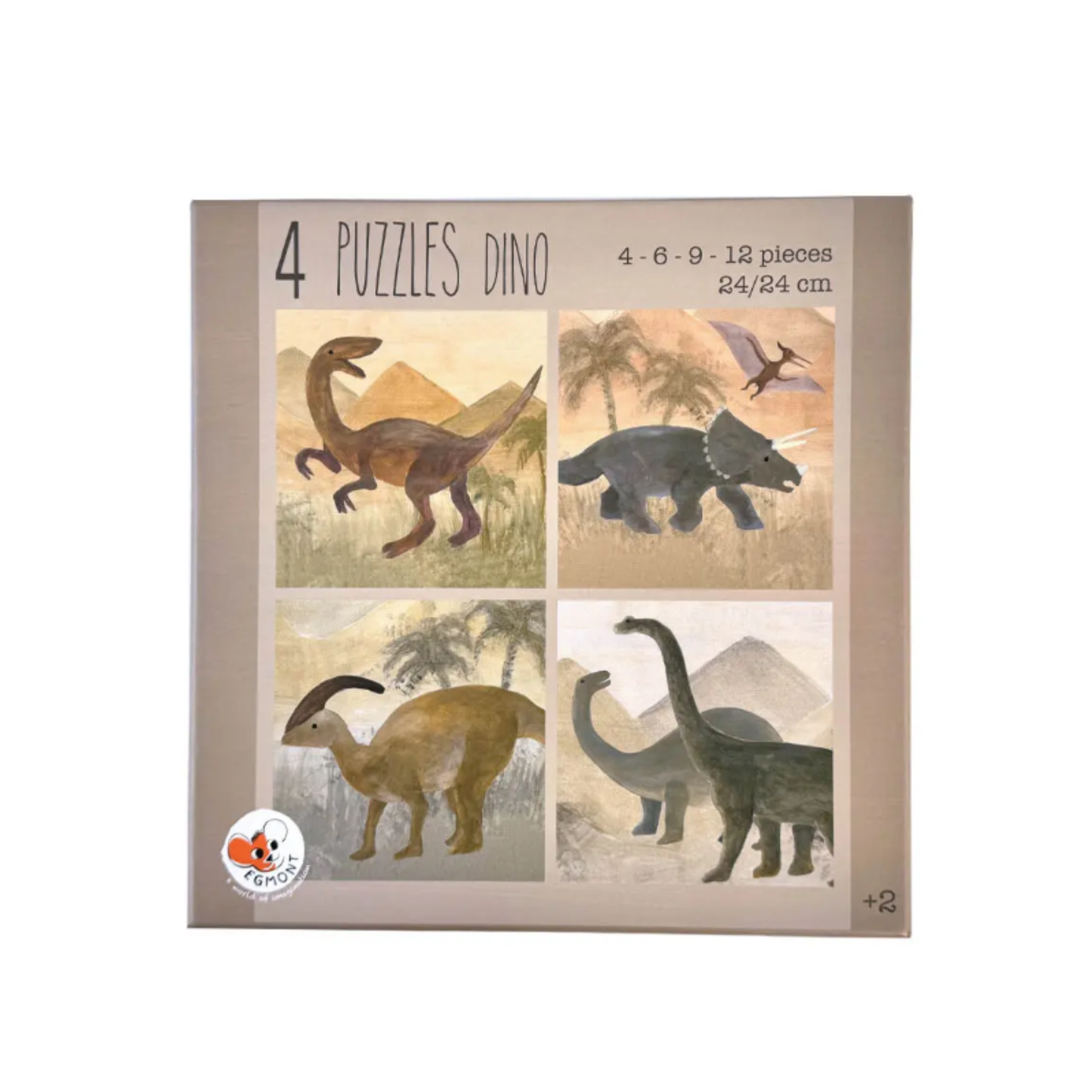 4 Puzzels Dino - 2+ jaar - FSC karton - Egmont Toys
