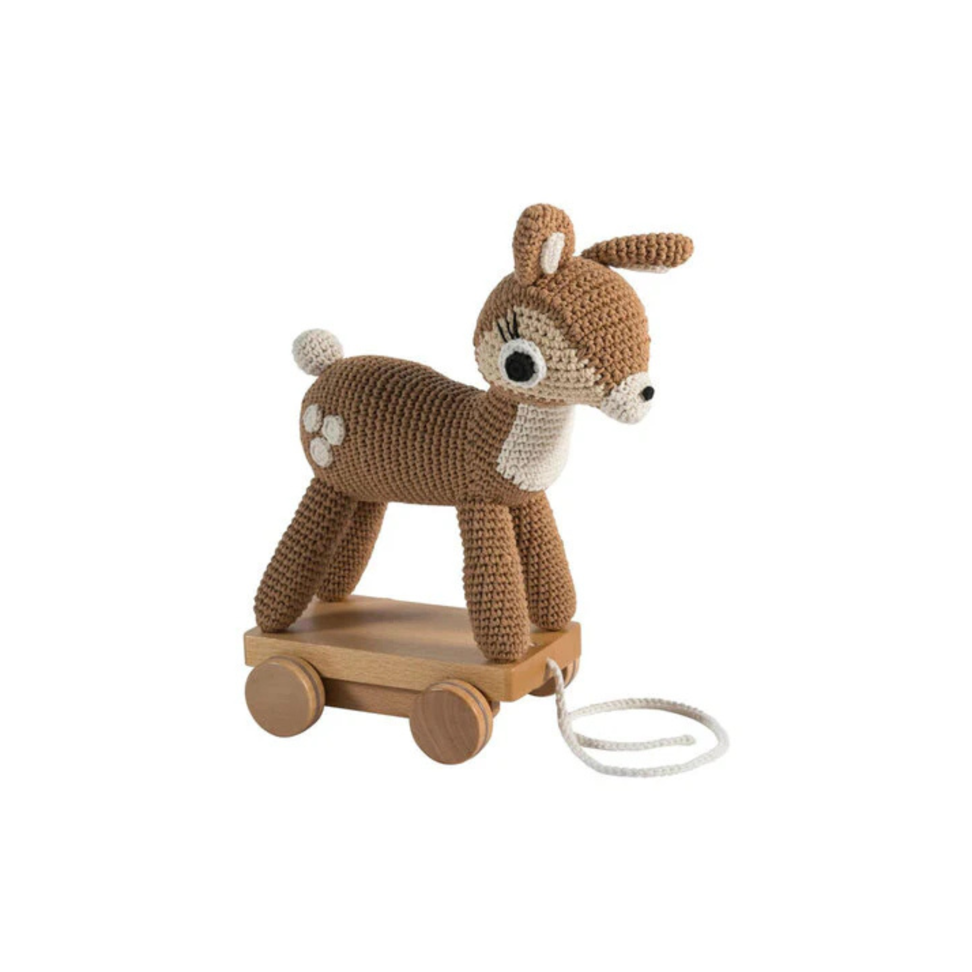 Crochet Pull Toy Deer Dixi - Trekdiertje - Biologisch katoen - HUSKS - productfoto