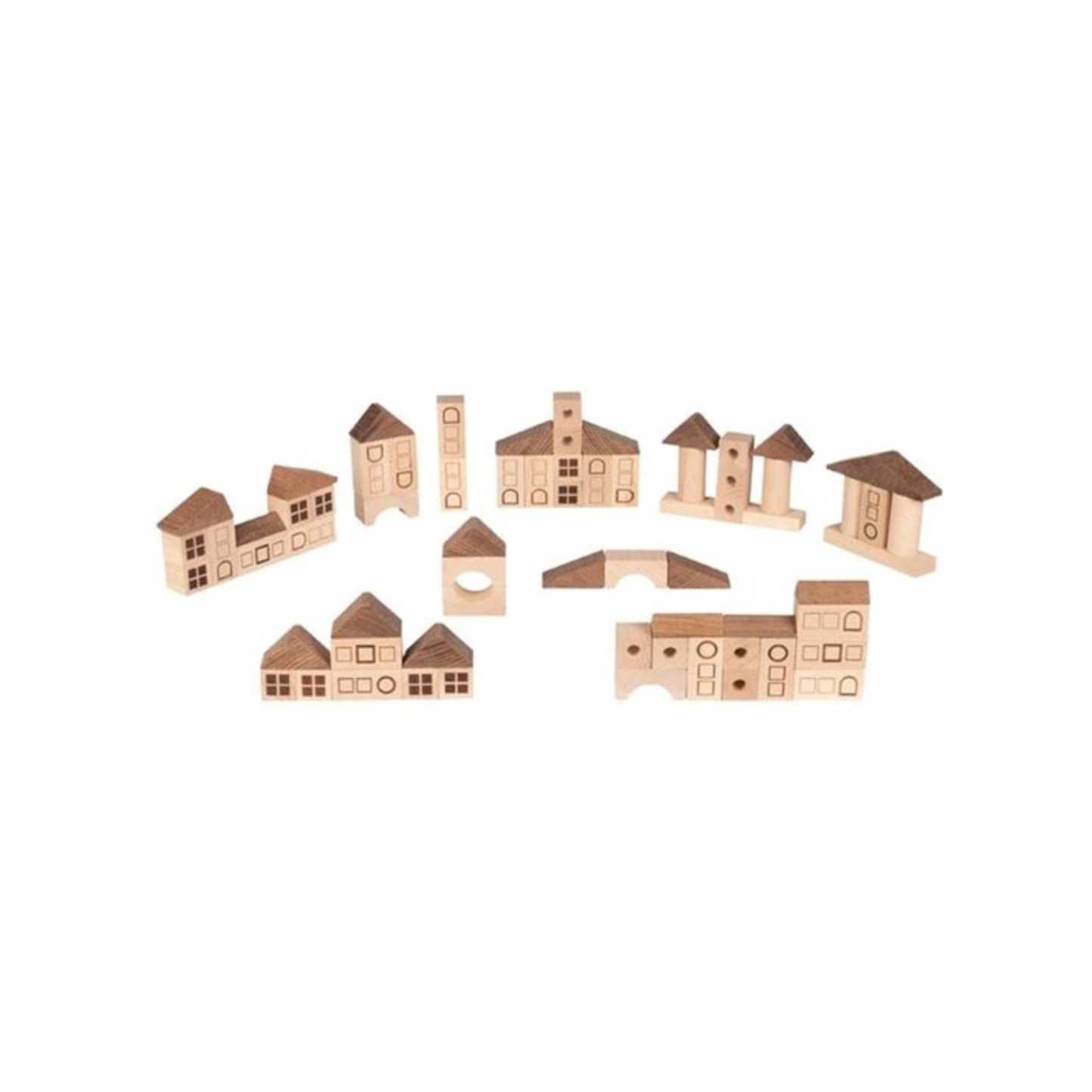 Houten blokken - Building Bricks Town - 70 stuks - Goki nature