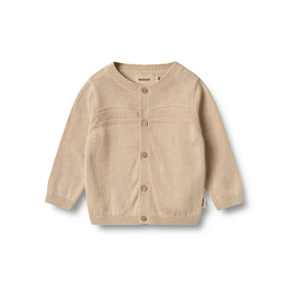 Gebreid vestje - Warm Sand Knit - Cardigan Sofus - Biologisch katoen - Wheat - voorkant