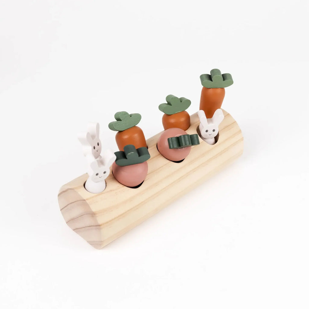 Boomstam Konijn en Groenten – Houten moestuin speelgoed met konijntjes – Egmont Toys
