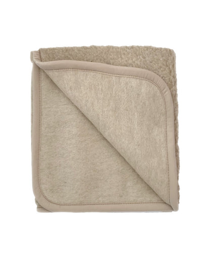 Wollen Babydeken - Deken Thumbled - Natural en Beige - Natuurlijke wol - Alwero- gevouwen - beige