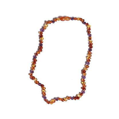 Alwero - Coni barnsteen ketting baby - 32 cm - Amethyst - productfoto