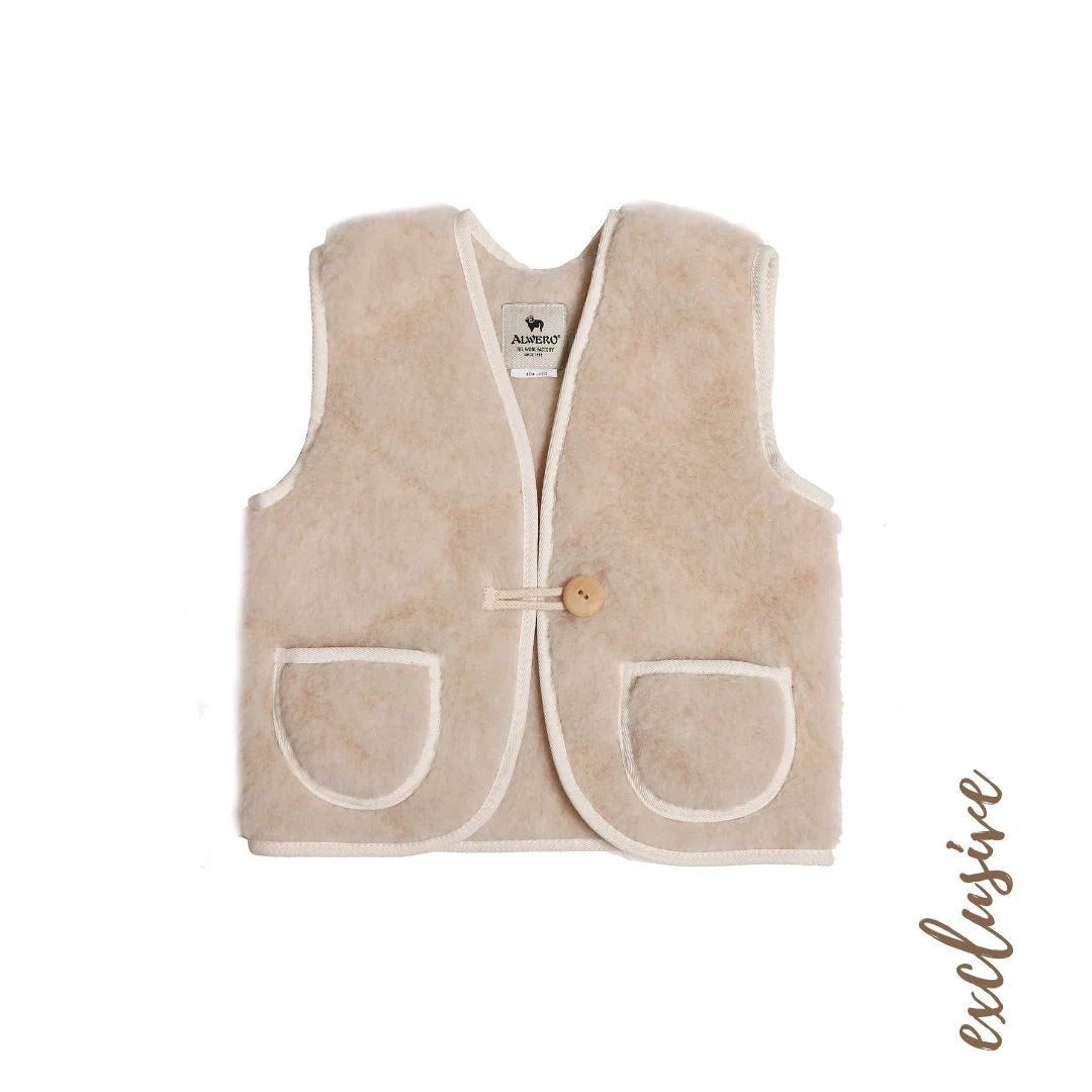 Wollen gilet - Bodywarmer Alpen Onion Junior - Scheerwol - Alwero voor