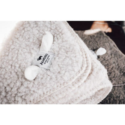 Alwero - Deken Modern - Wollen Deken - natural en beige - 100% wol - close up