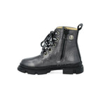 Chunky veterlaars - Leer - Glans zwart - Angulus rits