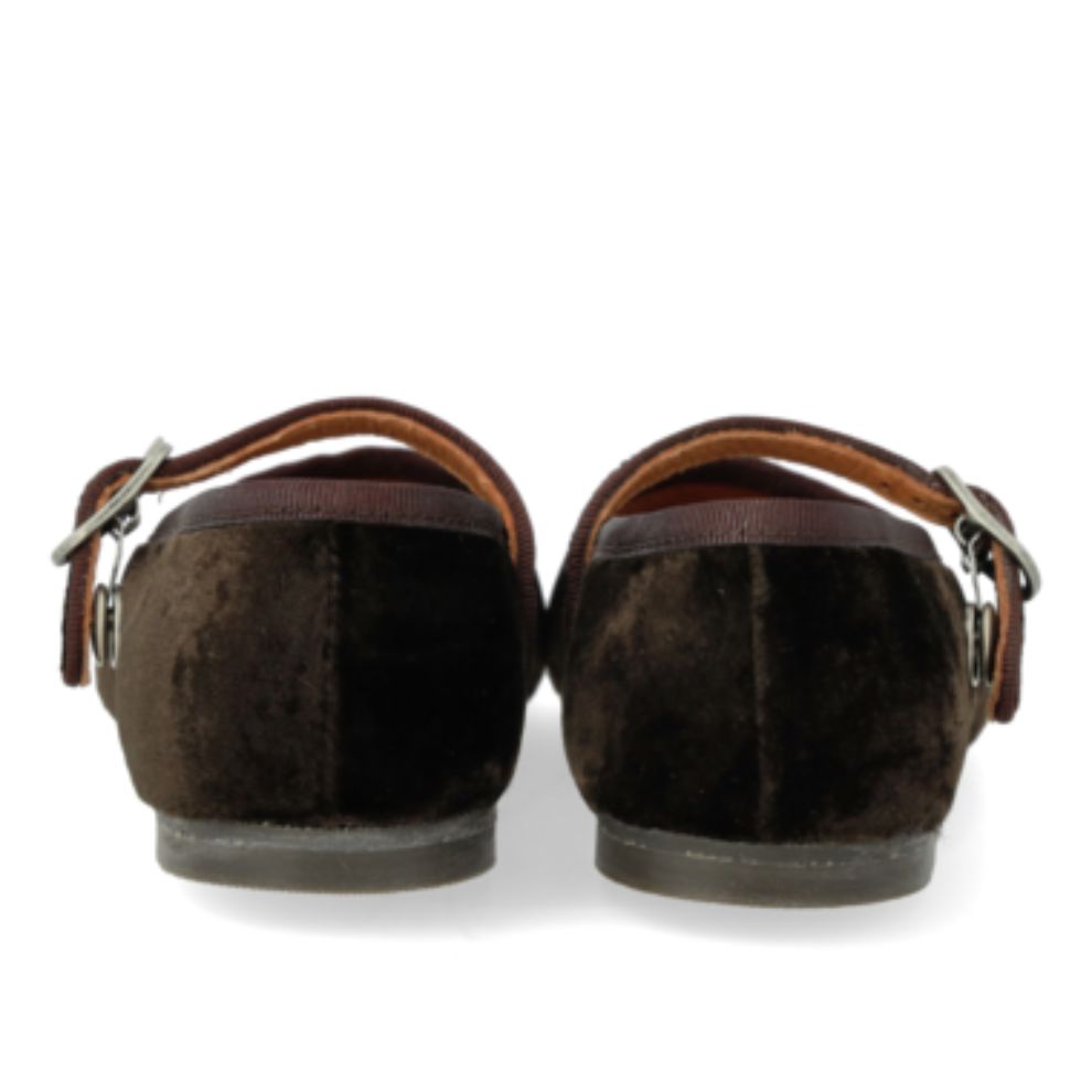 Mary Jane ballerina - Velours/suede - Bruin - Angulus achterkant