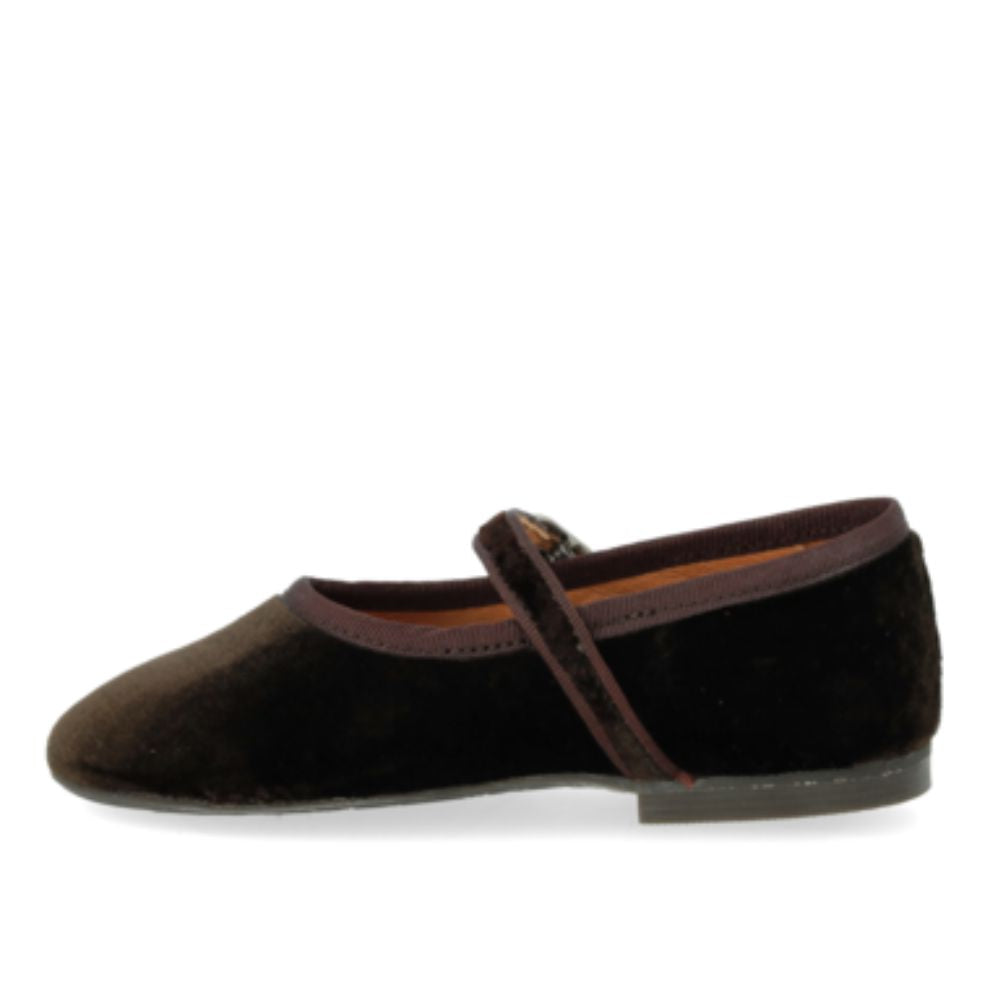 Mary Jane ballerina - Velours/suede - Bruin - Angulus zijkant