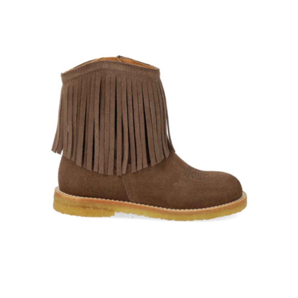 Cowboy laarsjes franjes - Suede - Taupe - Angulus zijaanzicht