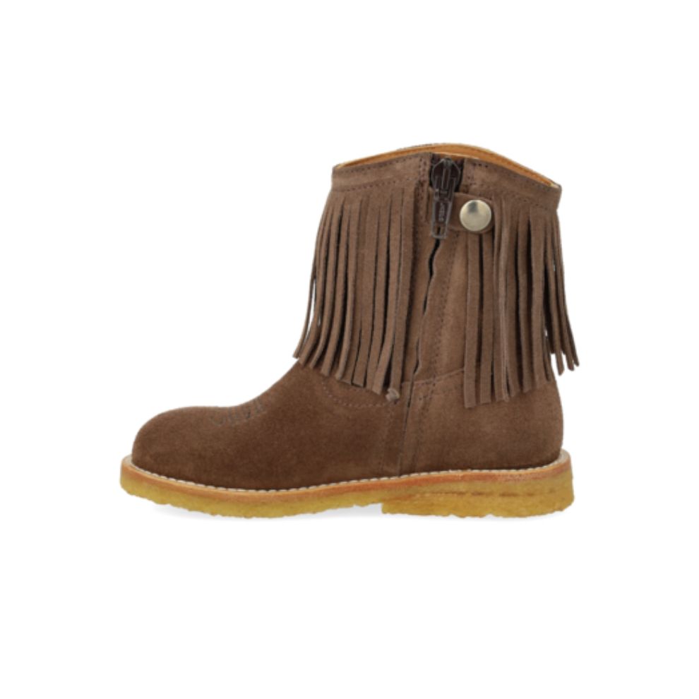 Cowboy laarsjes franjes - Suede - Taupe - Angulus zijkant