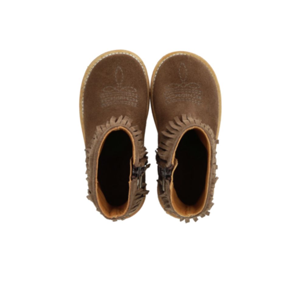 Cowboy laarsjes franjes - Suede - Taupe - Angulus bovenkant