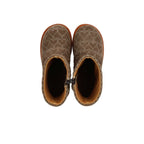 Laars met hartjesborduursel – Suede - Donker Taupe/Cognac – Angulus bovenaanzicht