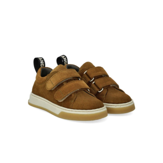 Sneakers klitteband - Suede - Mustard/bruin - Angulus voorkant